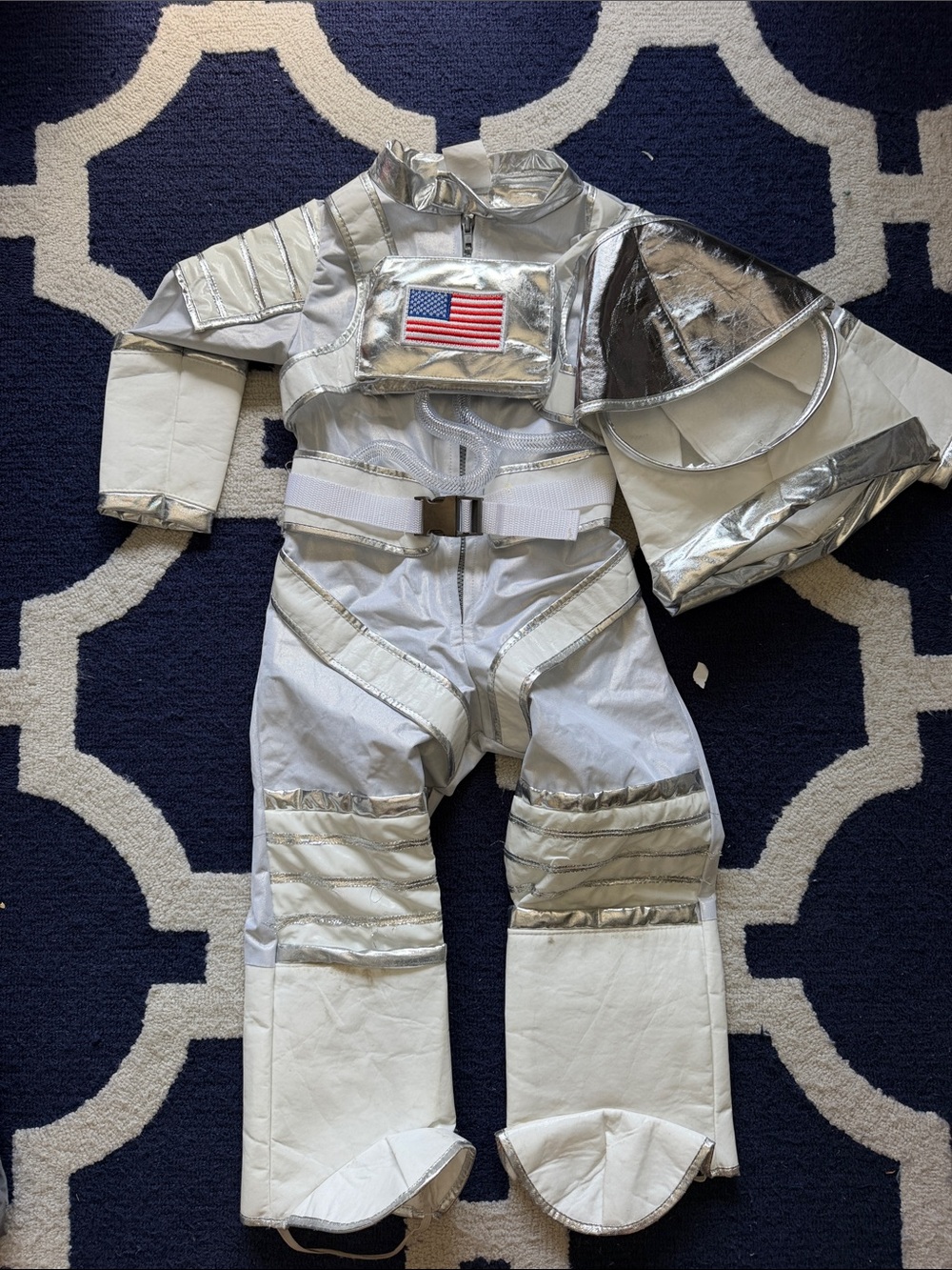 Silver Kids Astronaut Costume with American Flag Patch